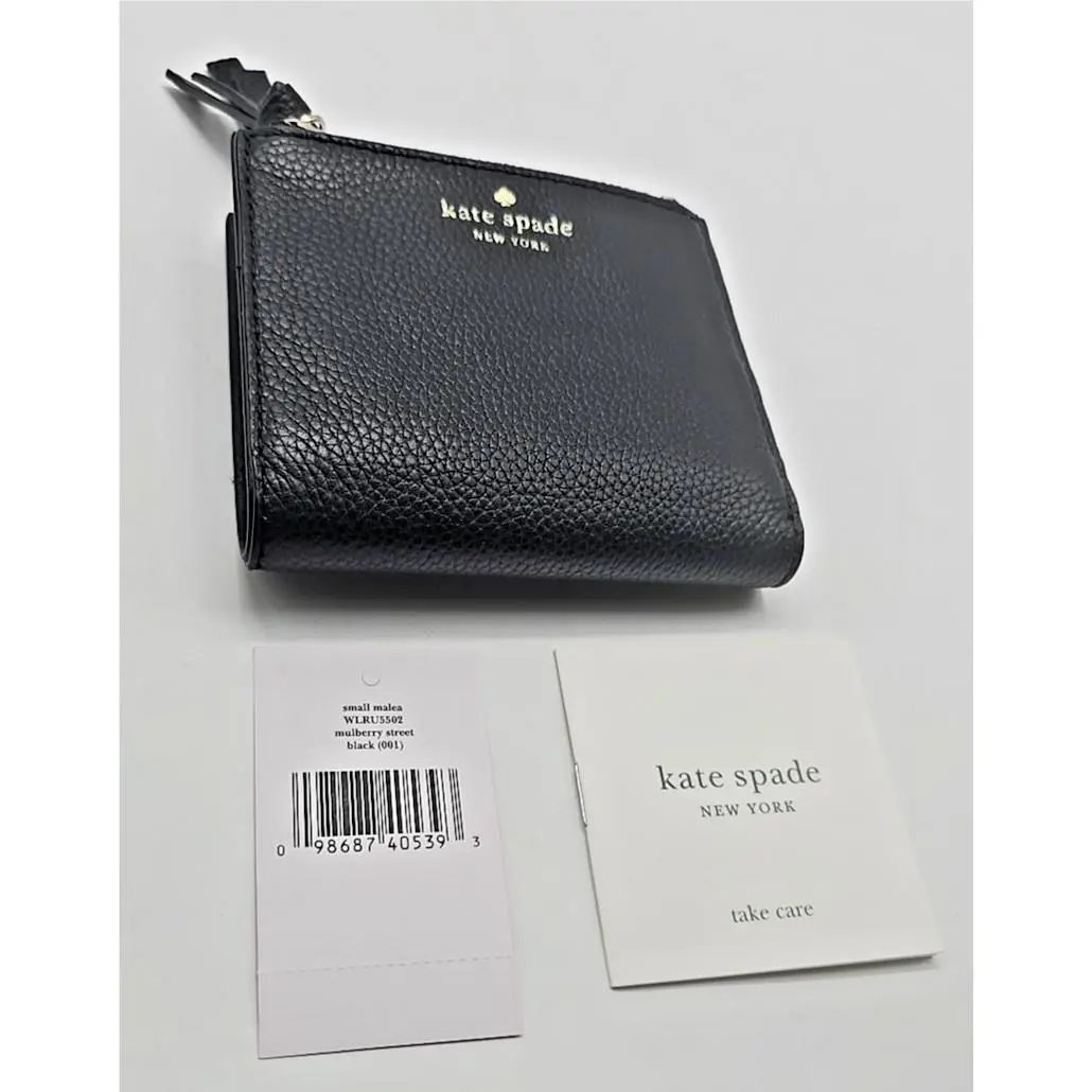 Kate Spade Mulberry Street Small Malea Wallet Black Leather Bifold WLRU3075