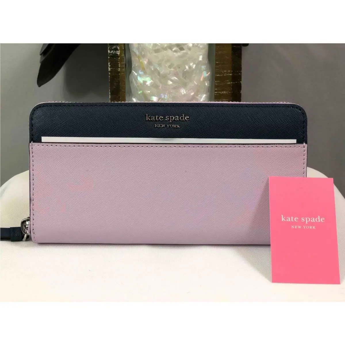 Kate Spade Cameron Purple/navy Blue Large Continental Zip Around Wallet