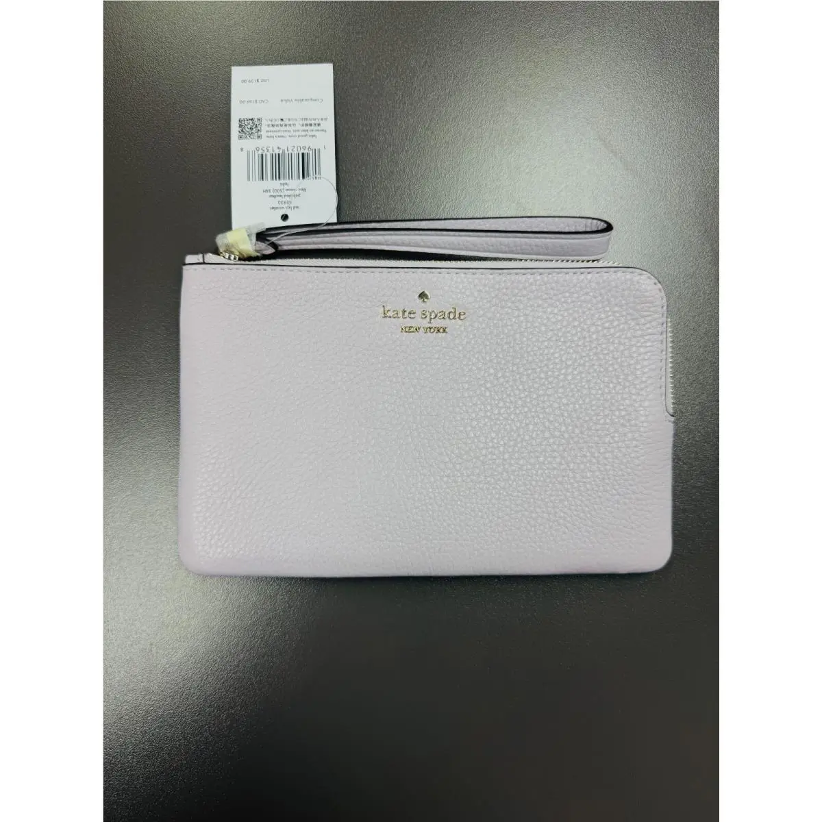 Kate Spade New York Leila Medium L-zip Wristlet Leather Lilac Moon KE933 - Purple