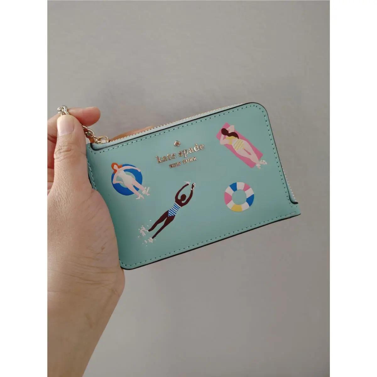 Kate Spade Pool Float Medium L-zip Card Holder Case Mini Wallet