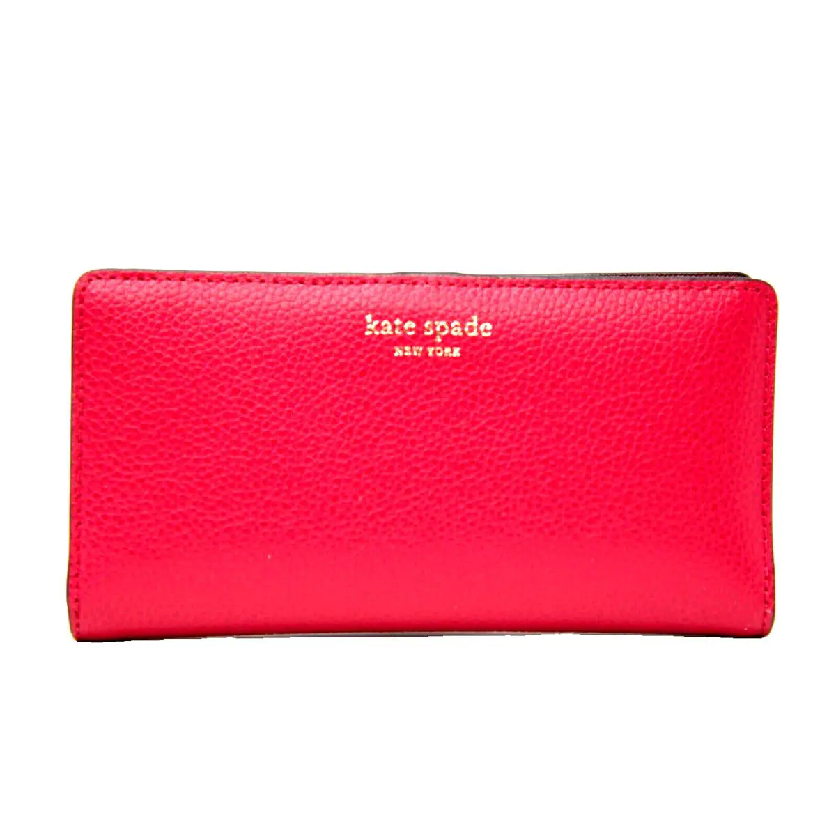 Kate Spade Eva Pebble Leather Large Slim Bifold Wallet in Red Cake