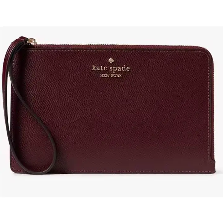 Kate Spade Staci Medium L Zip Grenache Leather Wristlet Wallet