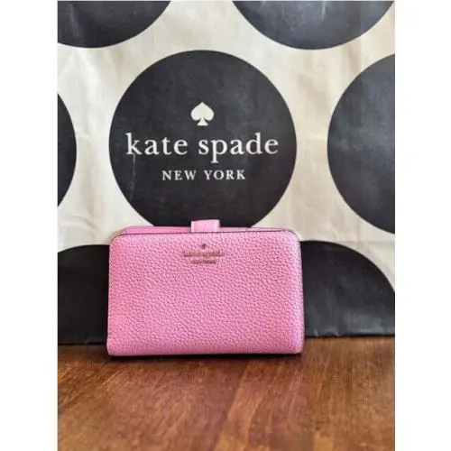 Kate Spade Lena Medium Compact Bifold Wallet Pebbled Leather KH787 Mandavilla