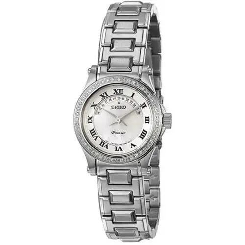 Seiko White Mop Dial Diamond Bezel Sapphire Women`s Watch SXD773 Retail