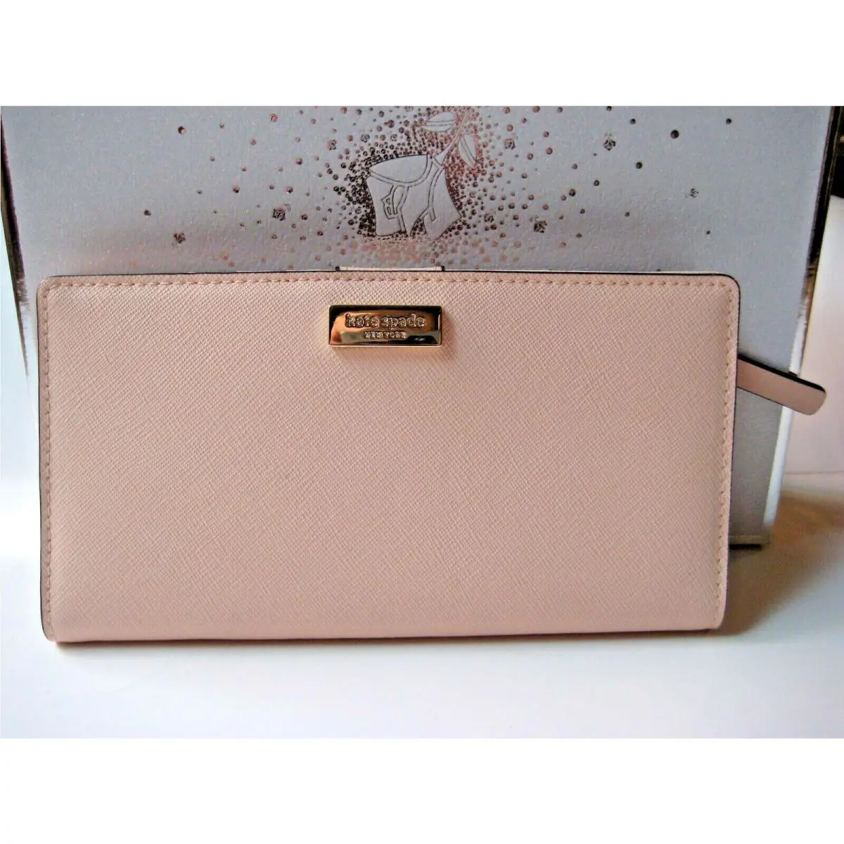 Kate Spade Newbury Lane Stacy Slim Leather ID Wallet Soft Rosetta WLRU1601