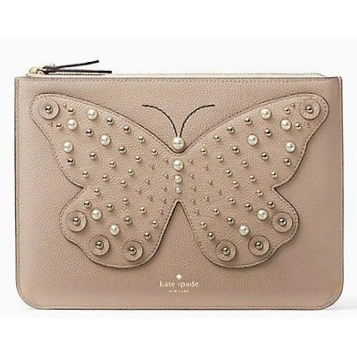 Kate Spade Gia Larchmont Ave Butterfly Leather Clutch