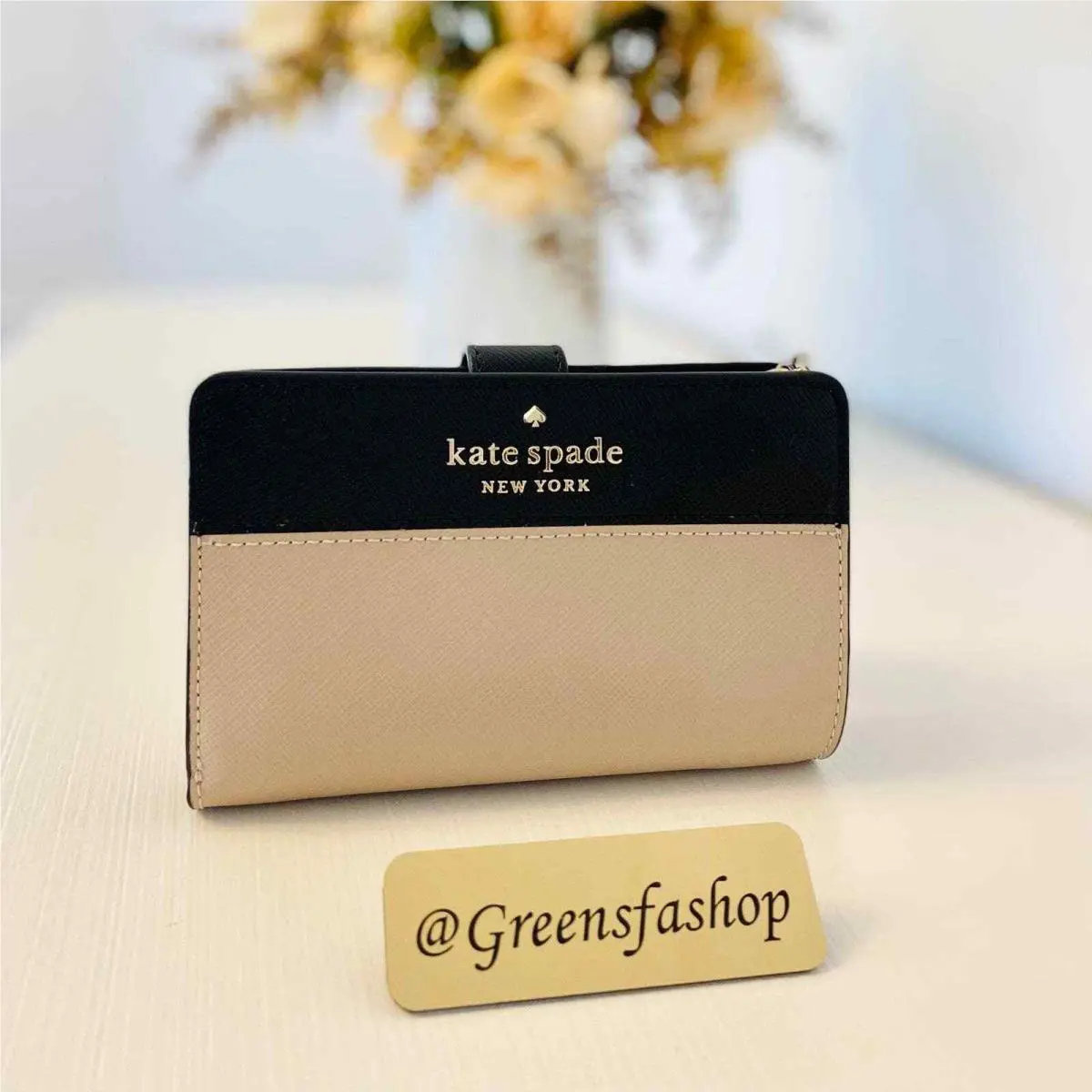 Kate Spade Staci Medium Compact Bifold Wallet Beige Multi