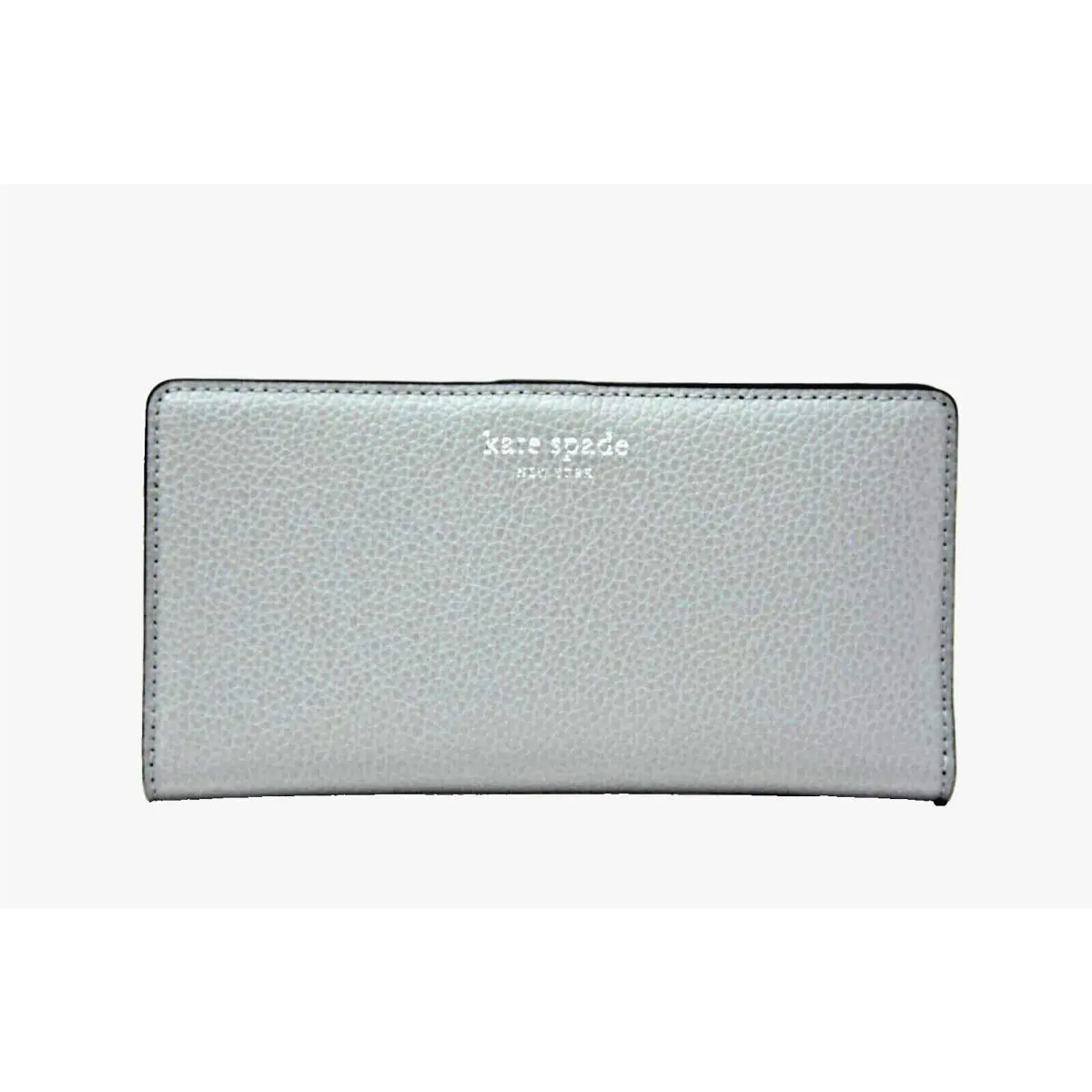 Kate Spade Eva Pebble Leather Large Slim Bifold Wallet in Nimbus Grey