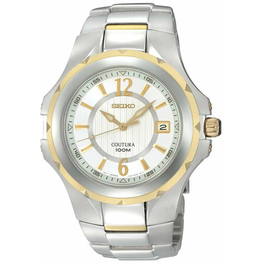Seiko Men`s SGEE68 Coutura Two-tone Silver and White Dial Watch - Dial: White, Band: Two-Tone, Manufacturer Face: white