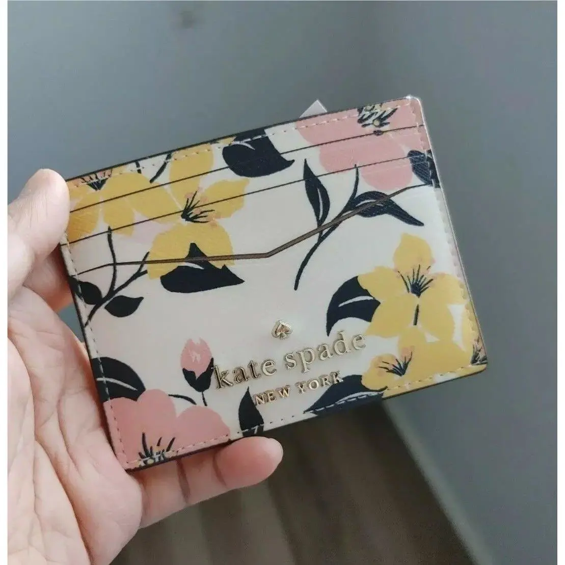 Kate Spade Staci Lily Bloom Floral Print Small Slim Cardholder