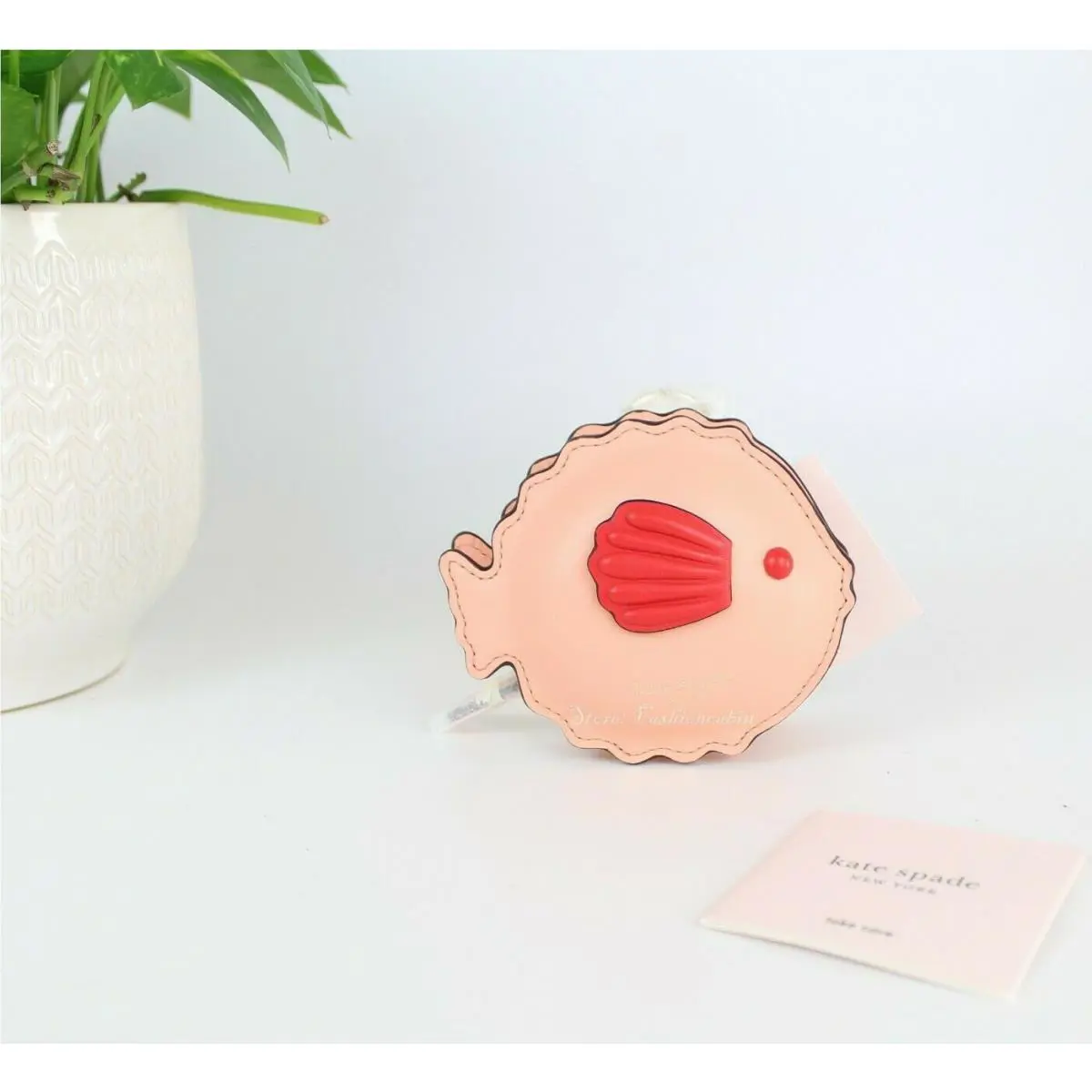 Kate Spade Fish Leather Zip Coin Purse/ Wallet Guava Juice