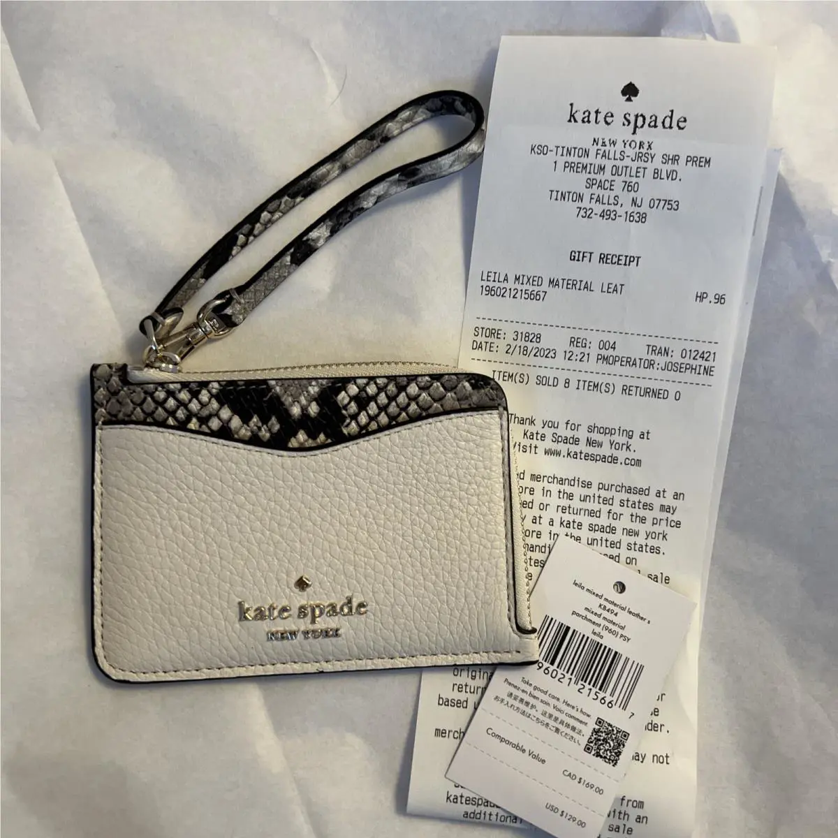 Kate Spade Leila Mixed Material L-zip Card Holder K8494 + Gft Receipt