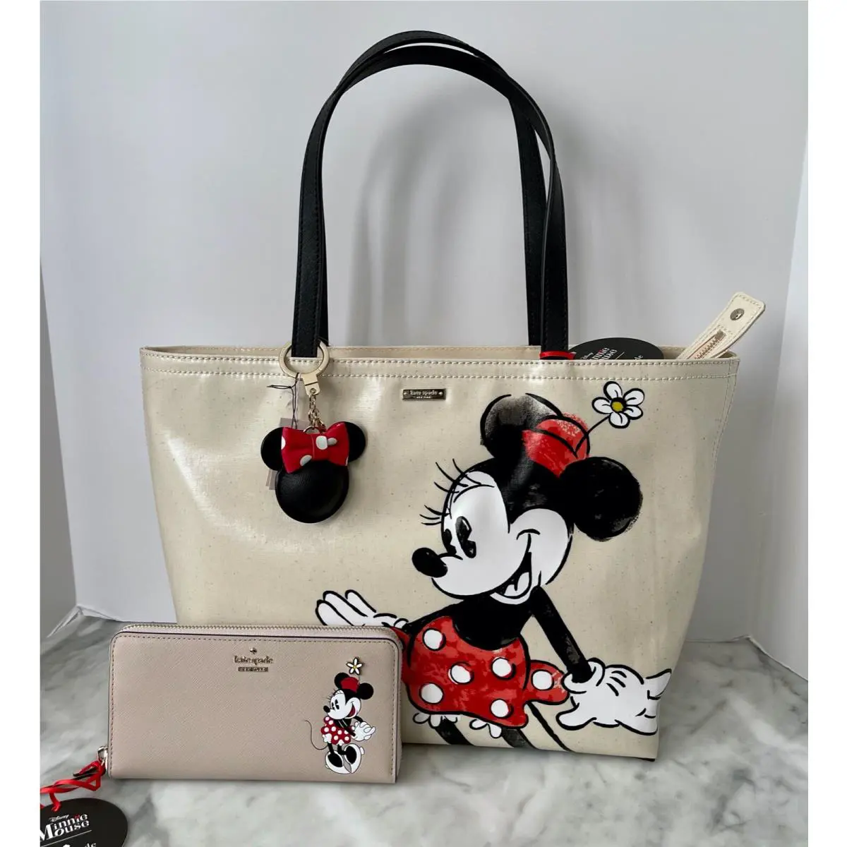 Kate Spade x Minnie Mouse Francis Tote Lacey Wallet and Key Fob