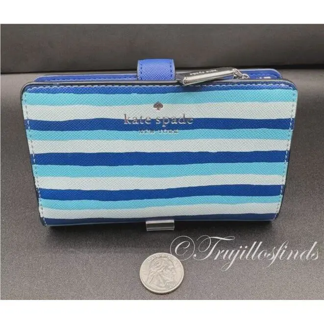 Kate Spade Schuyler Wave Stripe Medium Compact Bifold Wallet KG677