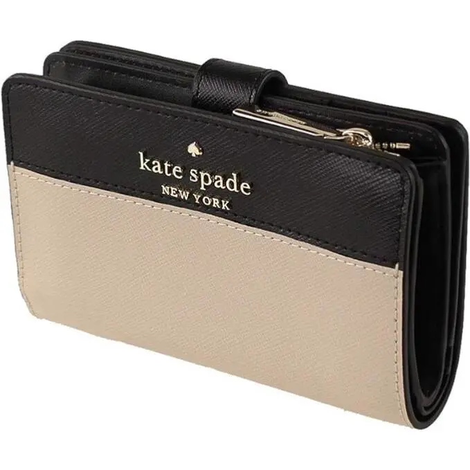 Kate Spade New York Staci Colorblock Medium Compact Bifold Wallet Warm Beige - Beige