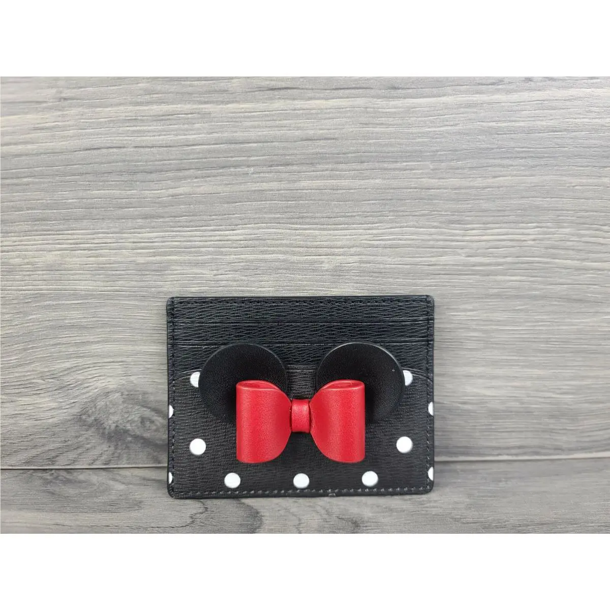 Kate Spade Wallet Disney Minnie Mouse Polka Dot Slim Card Case Black White Red