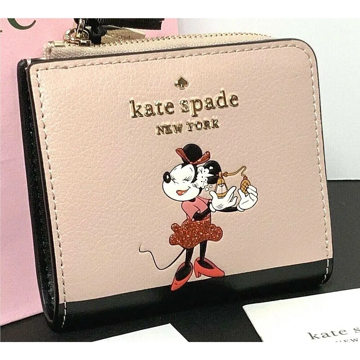 Kate Spade Minnie Mouse L Zip Bifold Wallet Limited Edition New