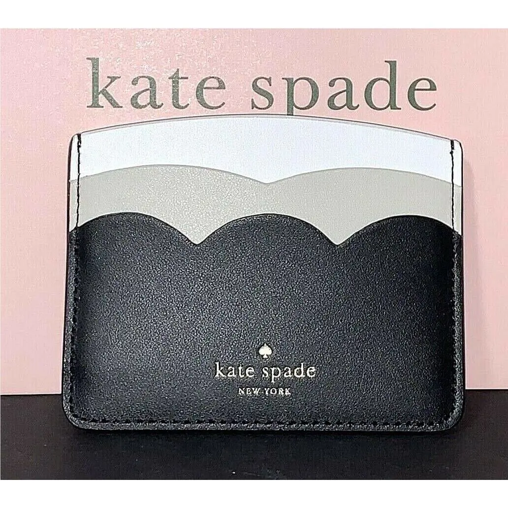 Kate Spade Gemma Small Slim Card Holder Black Color Block New