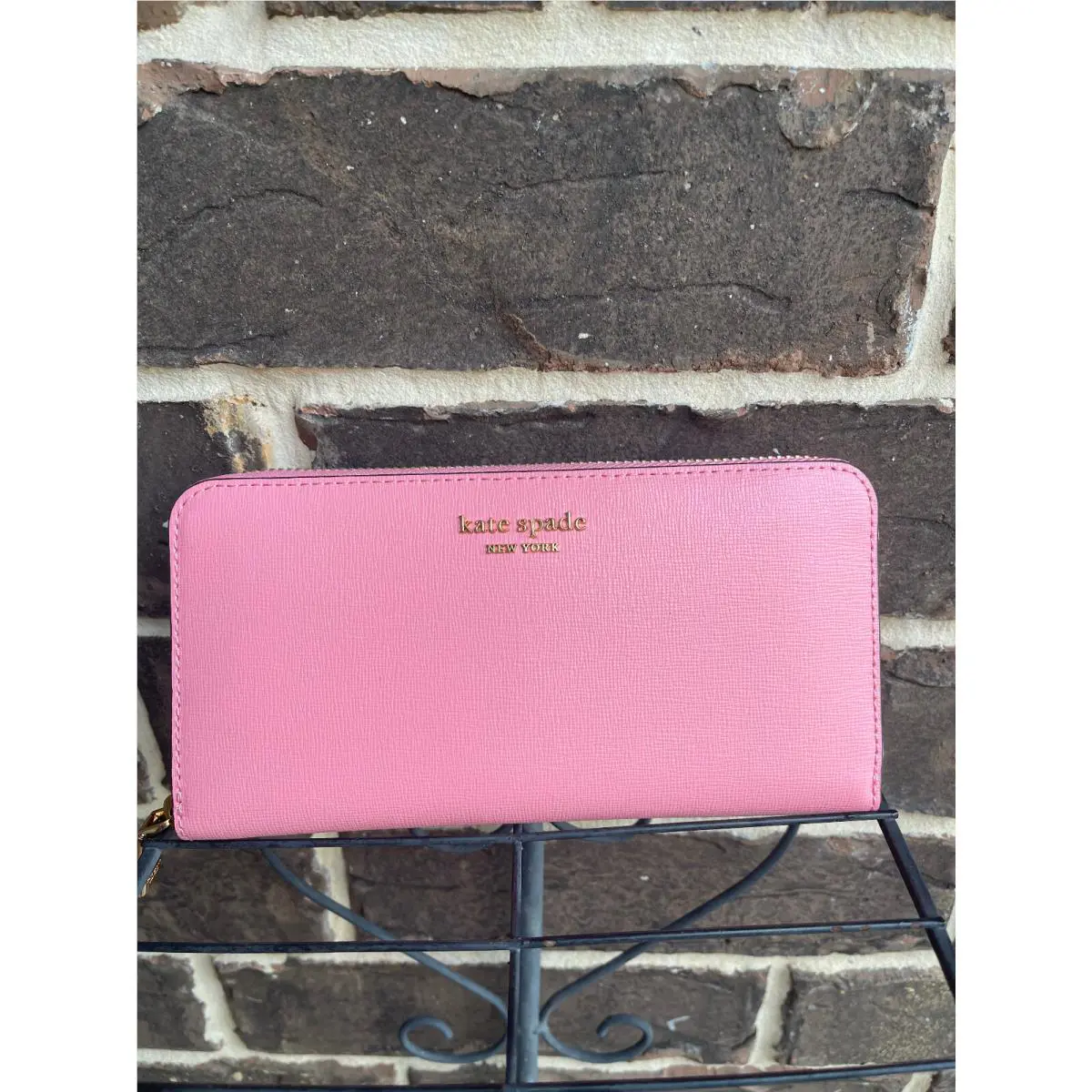 Kate Spade Morgan Saffiano Leather Continental Wallet Salmon Pink Zip Around
