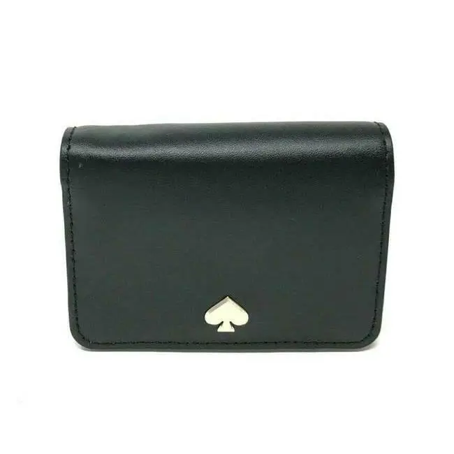Kate Spade Nadine Bifold Small Wallet Black / Dolce Leather Gold Heart