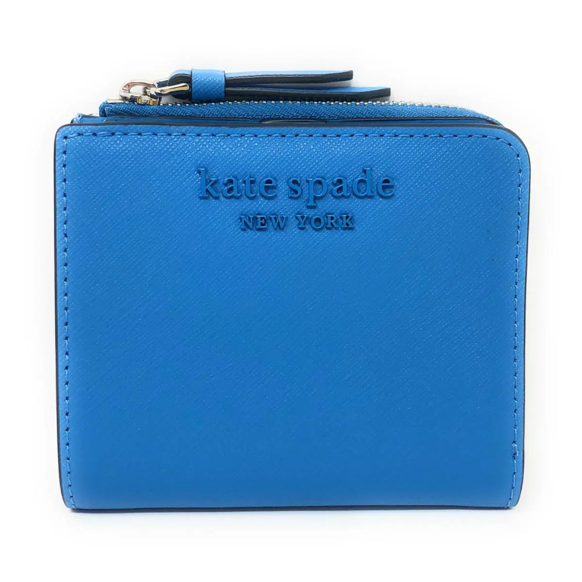 Kate Spade New York Cameron Monotone L-zip Leather Bifold Wallet Oceanside - Exterior: Oceanside