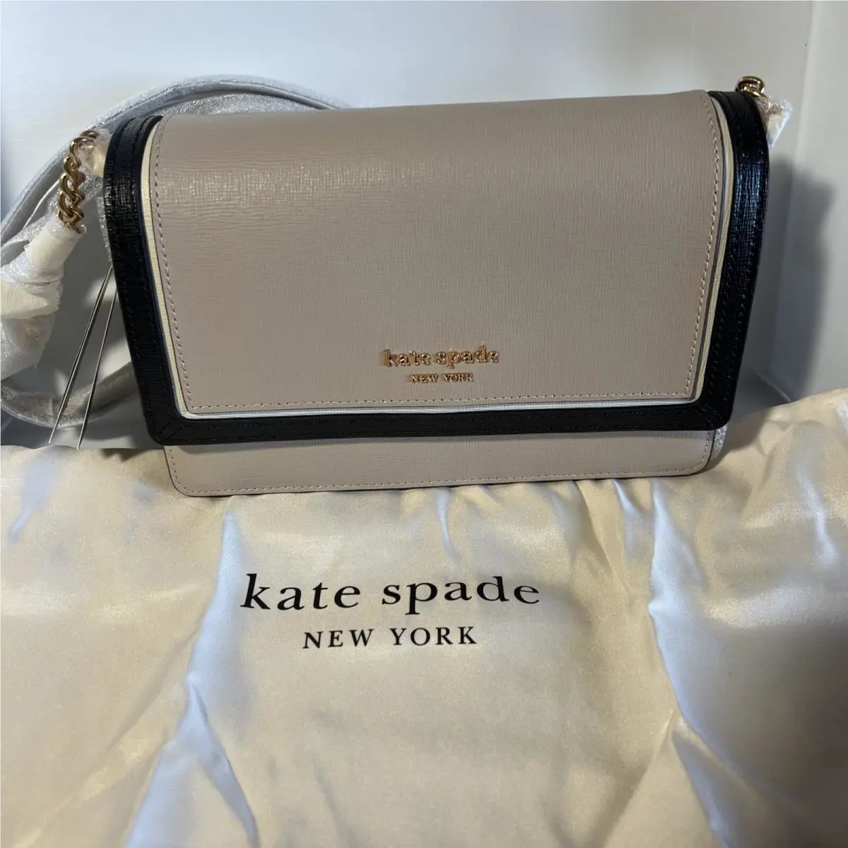 Kate Spade Morgan Colorblocked Flap Chain Wallet Earthenware Color W/storage Bag