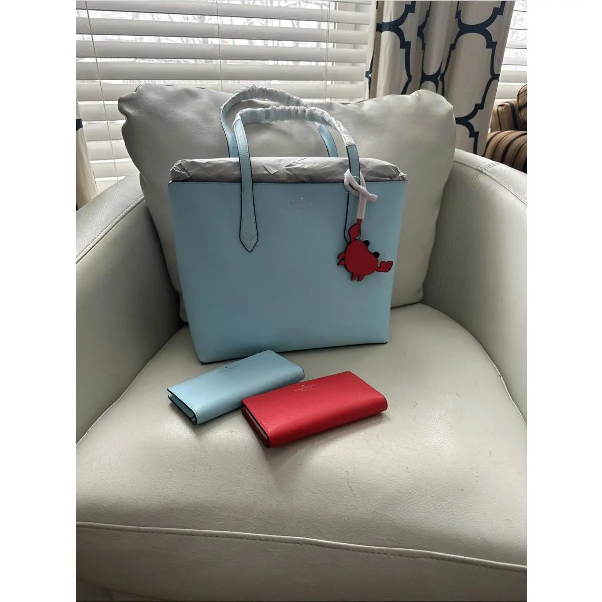 Kate Spade Marlee Tote KB505 Color Perfect Pool W/ Crab Charm 2 Wallets