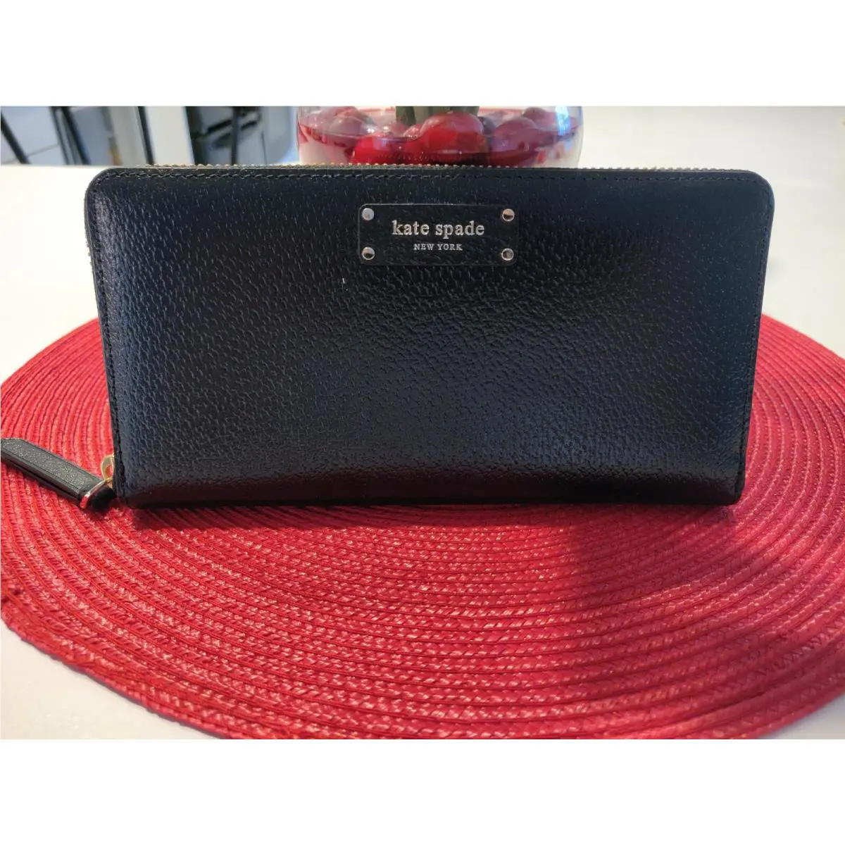 Kate Spade Jeanne Large Continental Wallet Black Leather Ziparound WLRU5586 FS