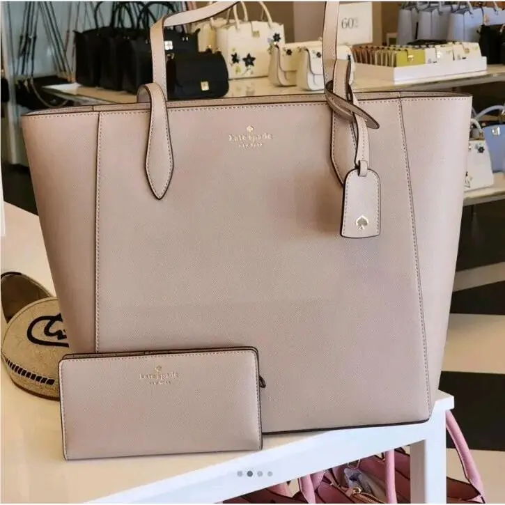 Kate Spade Dana Large Tote Large Slim Bifold Wallet Warm Beige