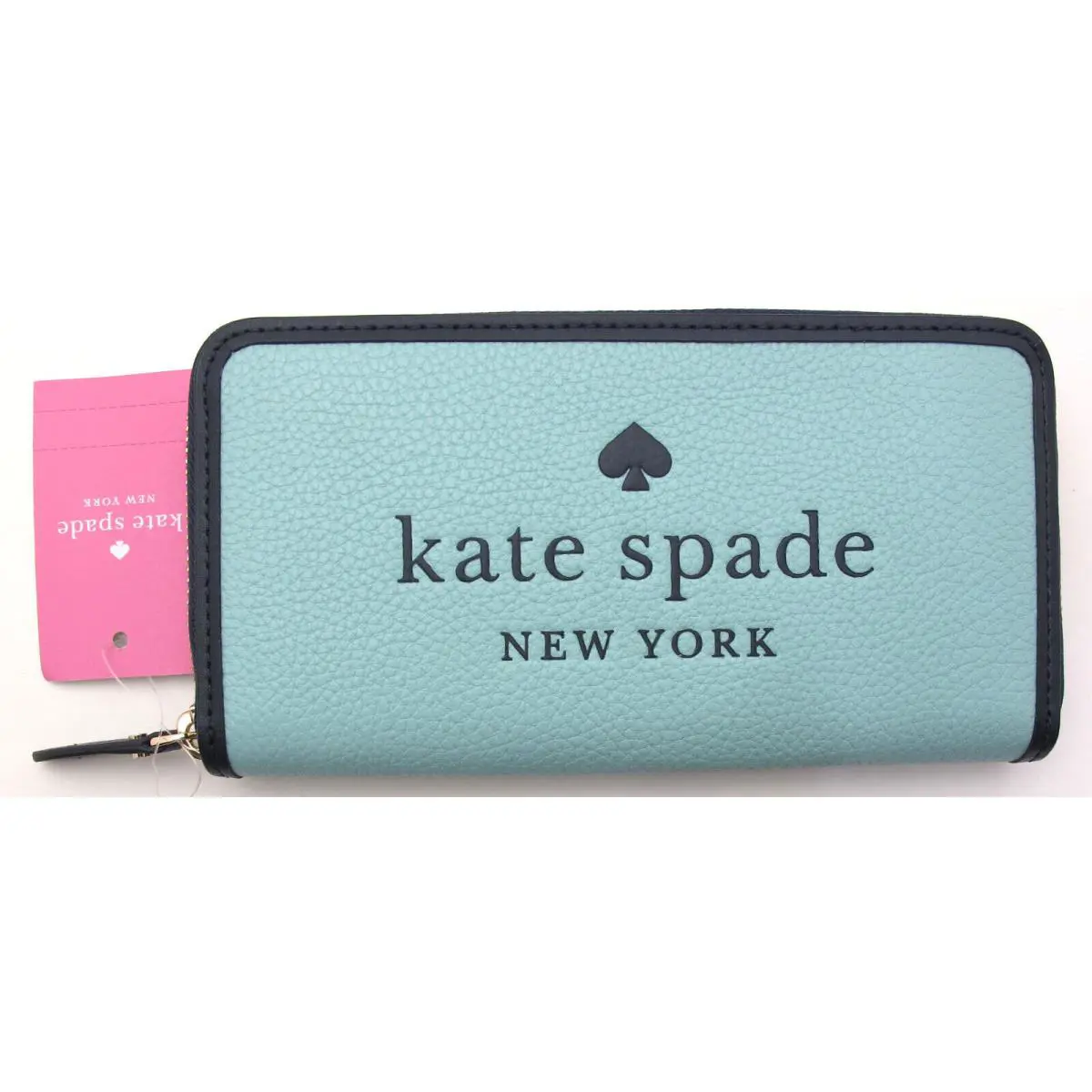 Kate Spade Large Continental Pebbled Leather Zip Around Wallet Poolside Blue