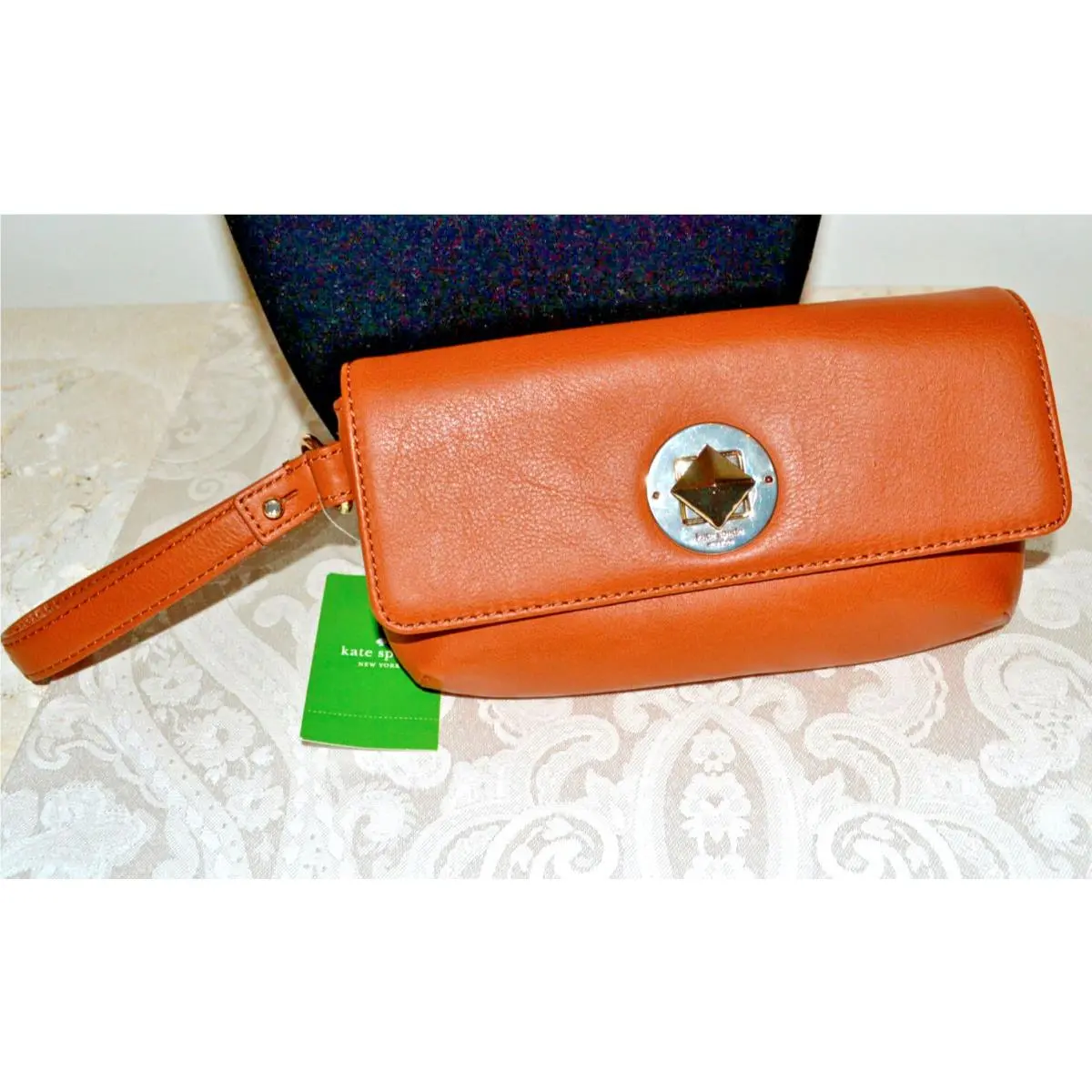 Kate Spade Evan Chrystie Street Tan Leather Wristlet Iphone Case Bag