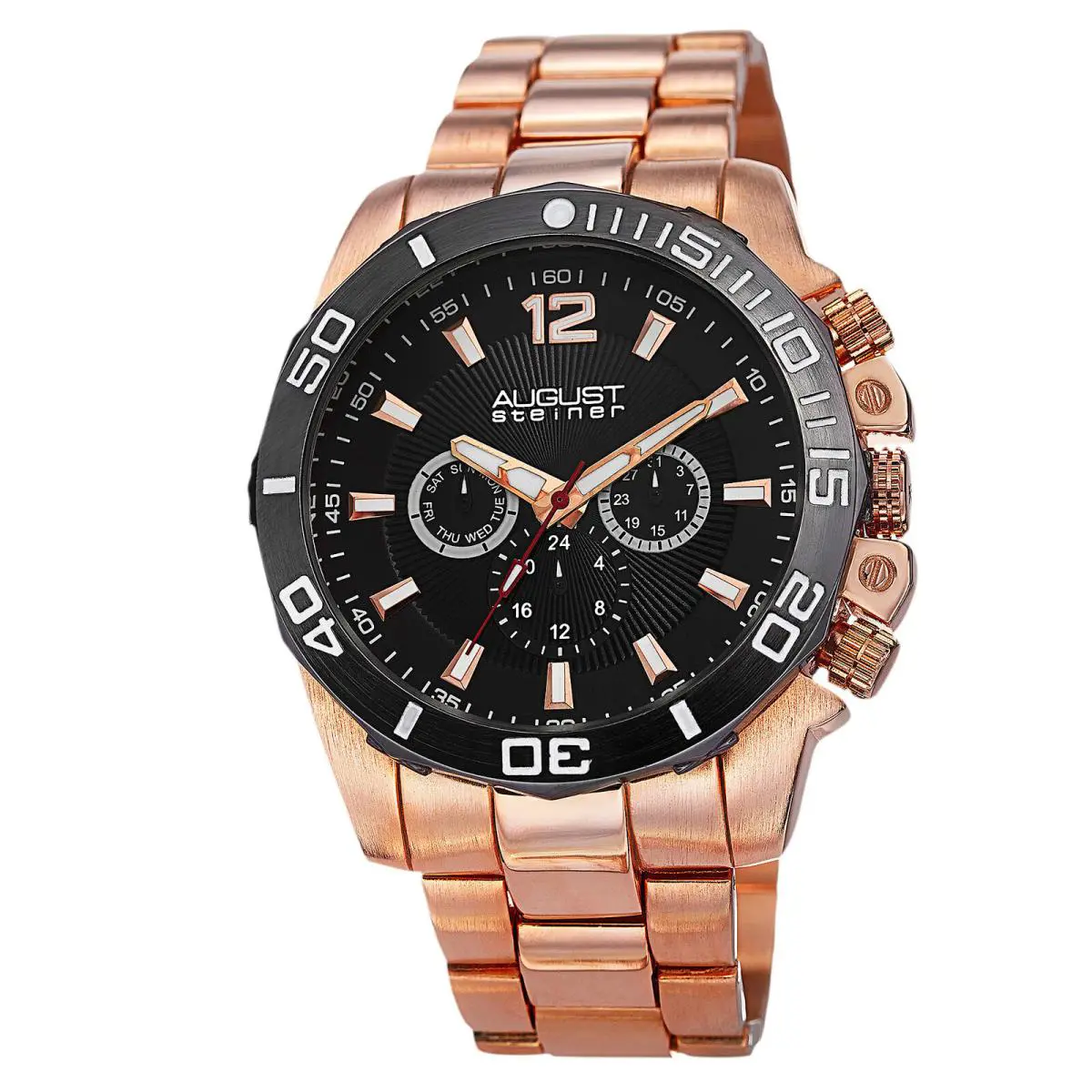 August Steiner AS8113 Men’s Swiss Multifunction Day Date Bracelet Watch