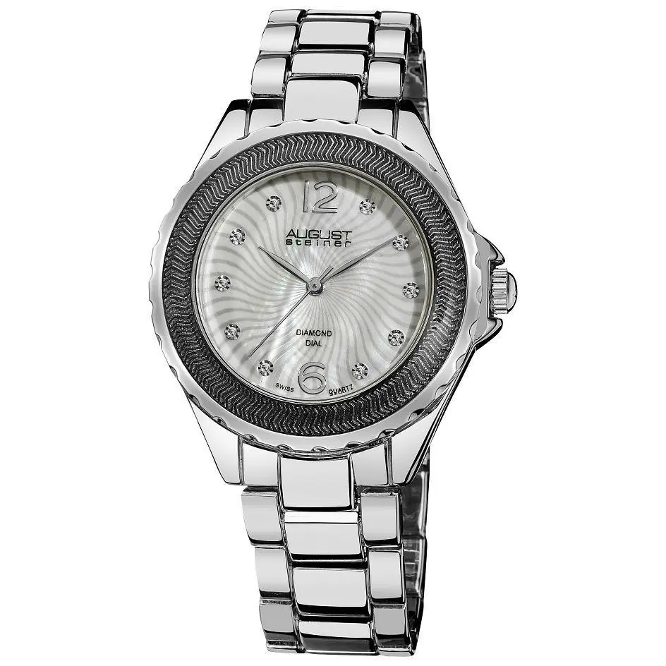 August Steiner AS8064SS Diamond Mother-of-pearl Dial Womens Watch