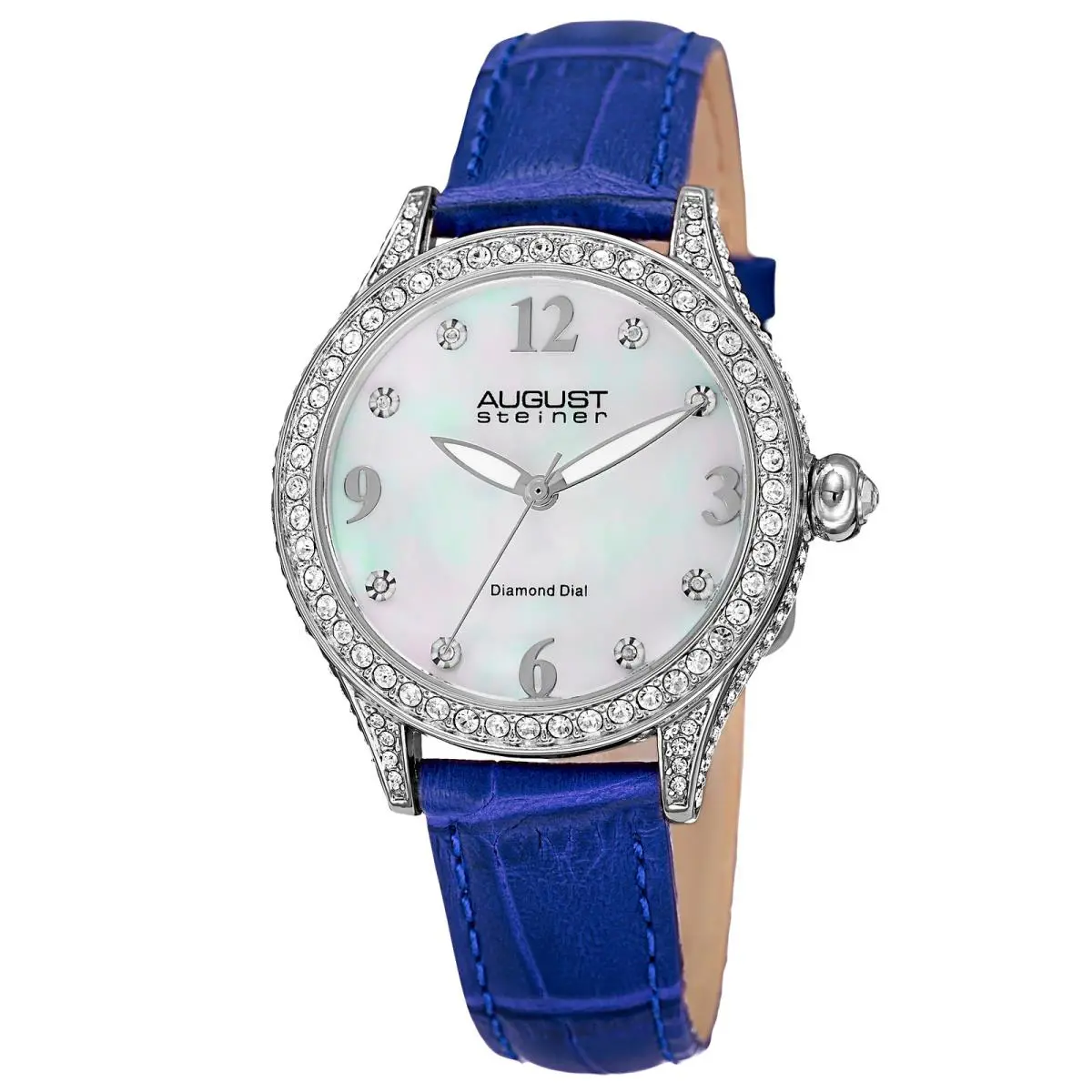 Women`s August Steiner AS8188BU Diamond Dial Crystal Bezel Strap Watch