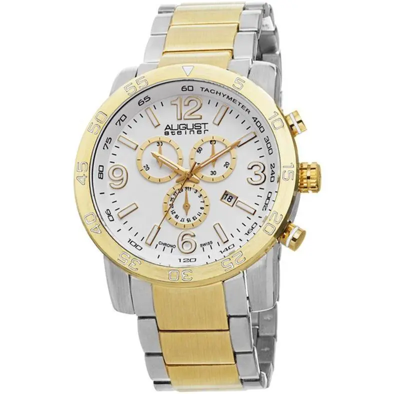 August Steiner AS8097TTG Swiss Quartz Chronograph Tachymeter Date Mens Watch