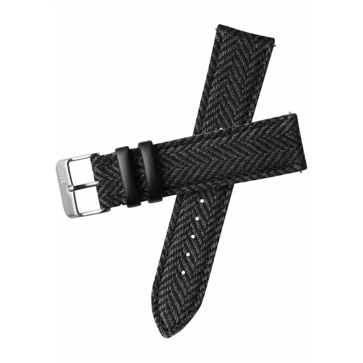 22mm Herringbone Tweed Black Strap Silver Buckle by Xeric