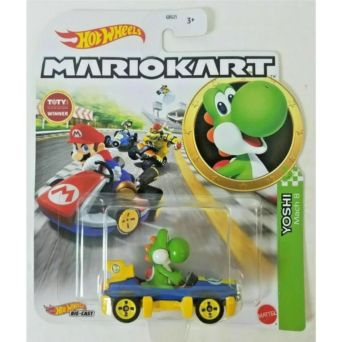 Mario Hot Wheels Mariokart Kart Diecast Car Choose 2020 2021 2022 2023 2024 2026 GLP39, YOSHI Mach-8