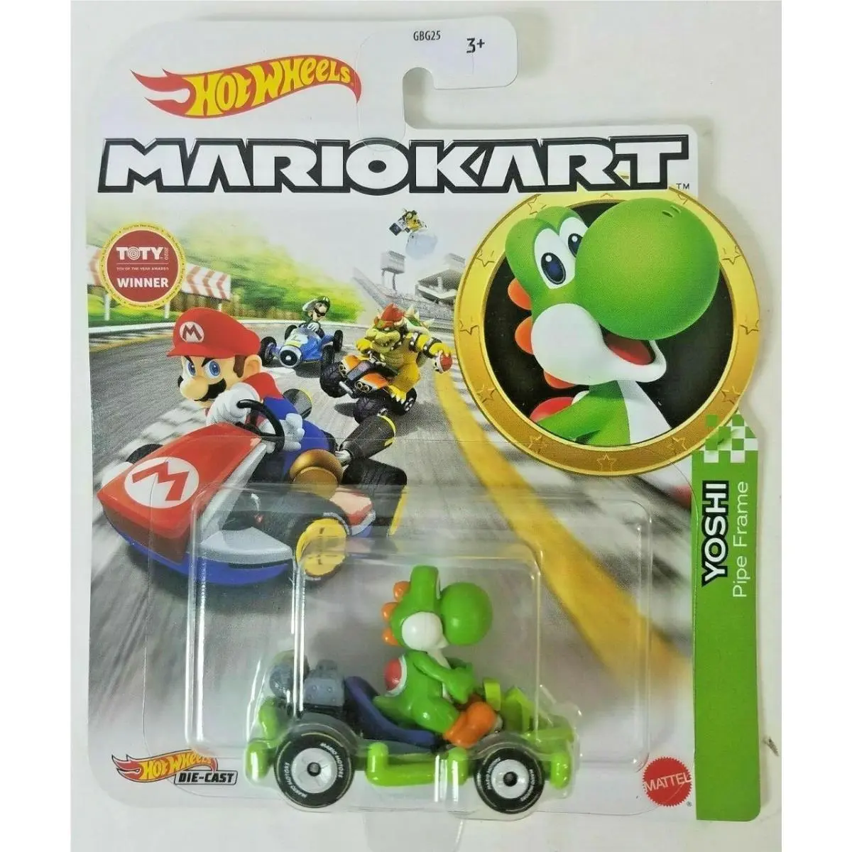 Mario Hot Wheels Mariokart Kart Diecast Car Choose 2020 2021 2022 2023 2024 2026 GRN19, YOSHI Pipe Frame