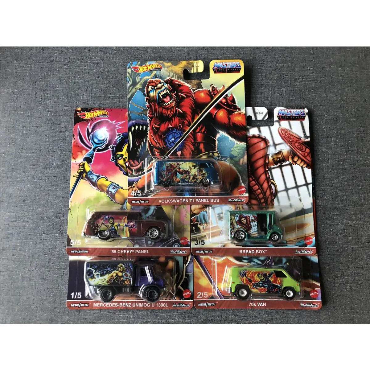 2021 Masters of The Universe Set of 5 Hot Wheels Premium Metal Real Riders