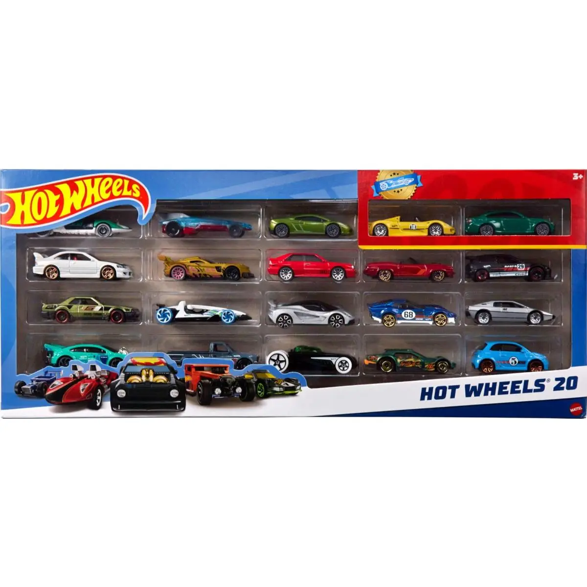 Wheels Toy Cars 20-Pack Set 20 Die-cast 1:64 Scale Sports Race Vehicles Kids - Multi-Color