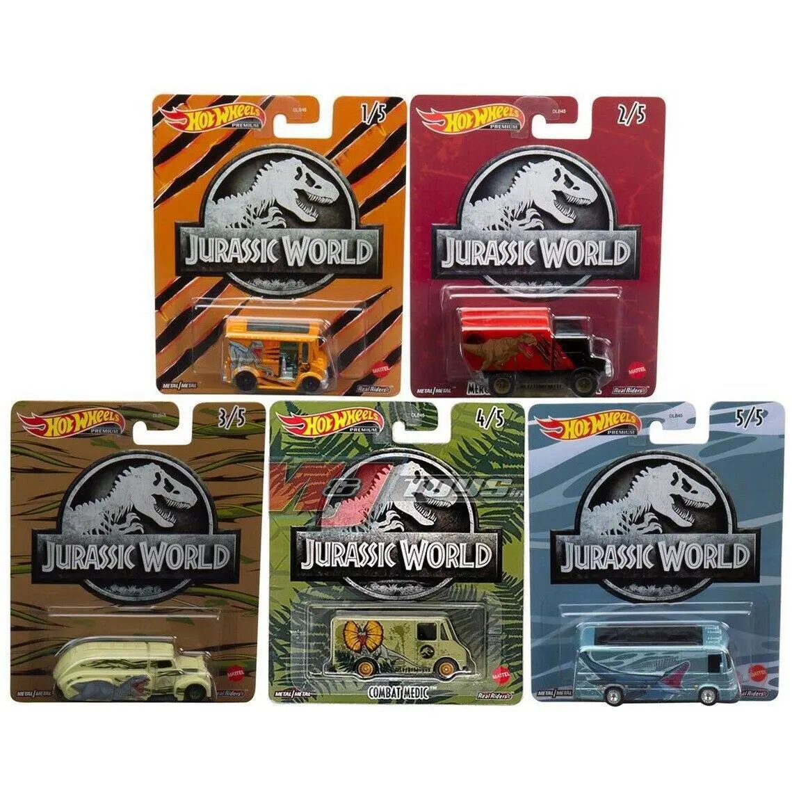 Hot Wheels 2022 Pop Culture Dash Q Jurassic World Set of 5 1:64 Diecast Cars