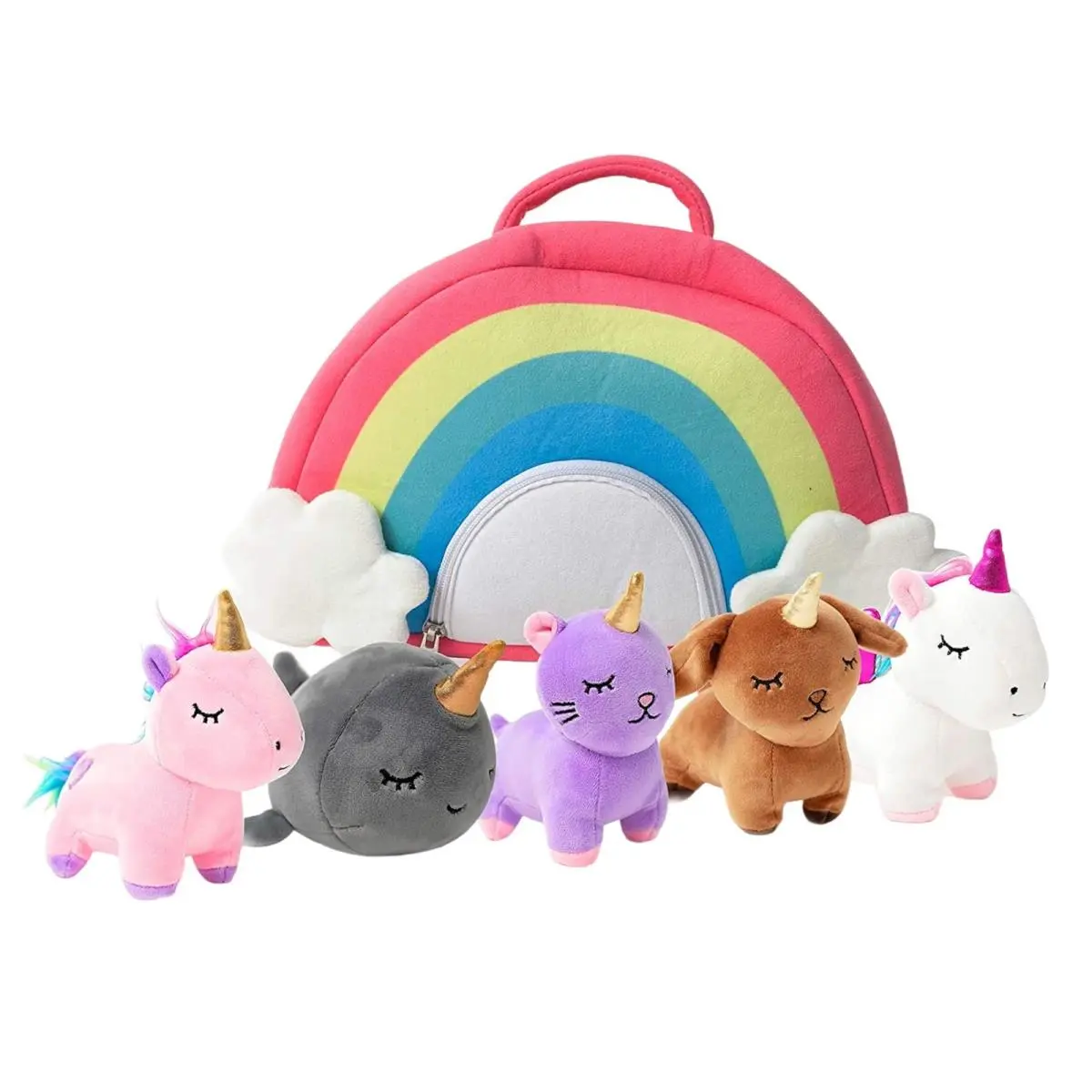 Pixiecrush Unicorn Stuffed Animal Set - 5 Plush Toys For Girls 5 Pcs