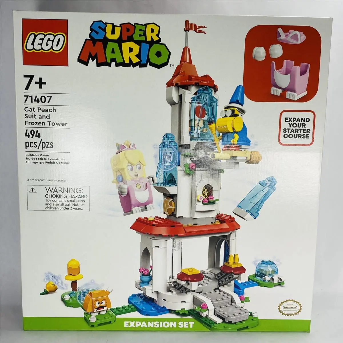 Lego Super Mario Cat Peach Suit and Frozen Tower Set 71407 Pink