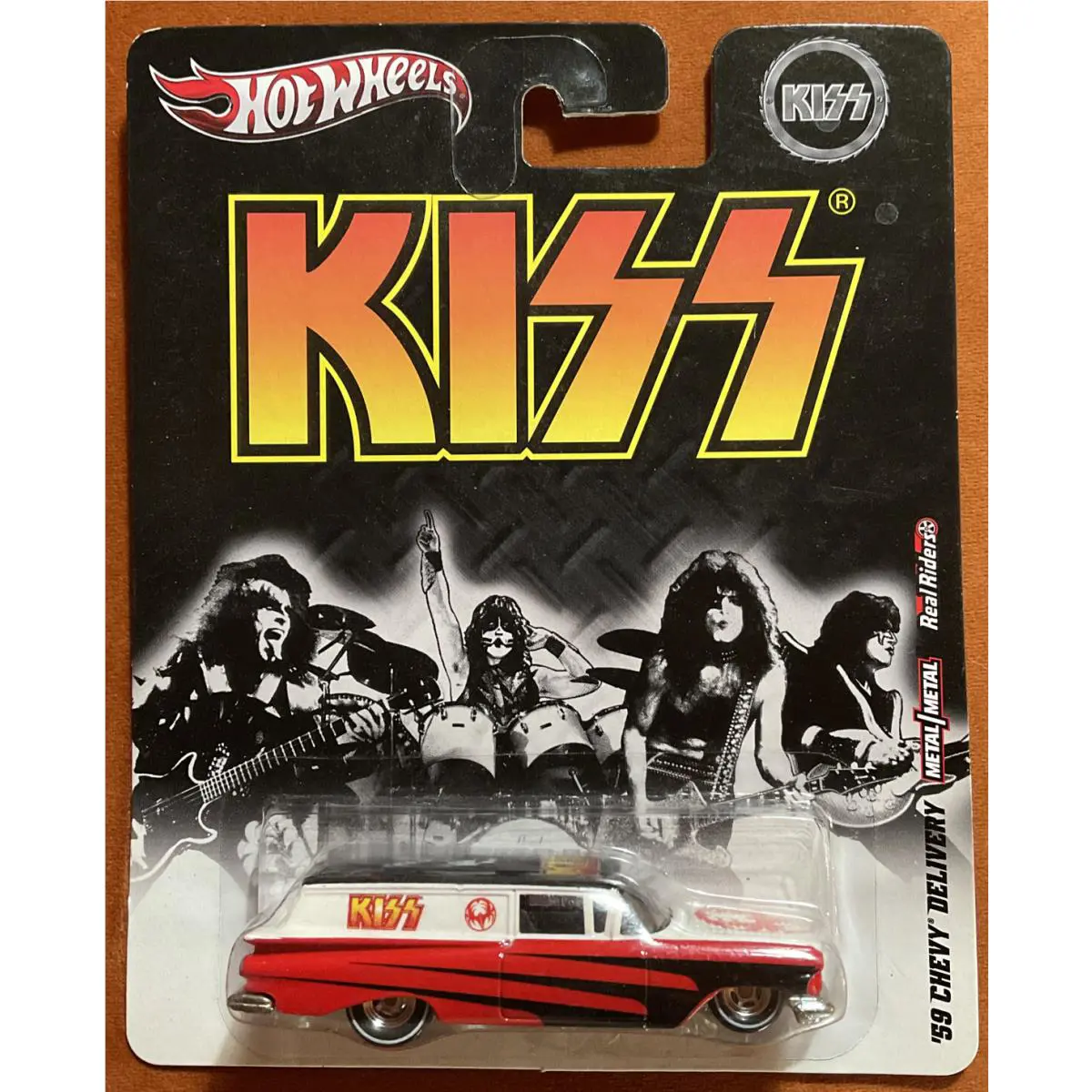 Kiss Hot Wheels `59 Chevy Delivery Real Riders W6649-0910 ASST.V2184 ON Card - Silver