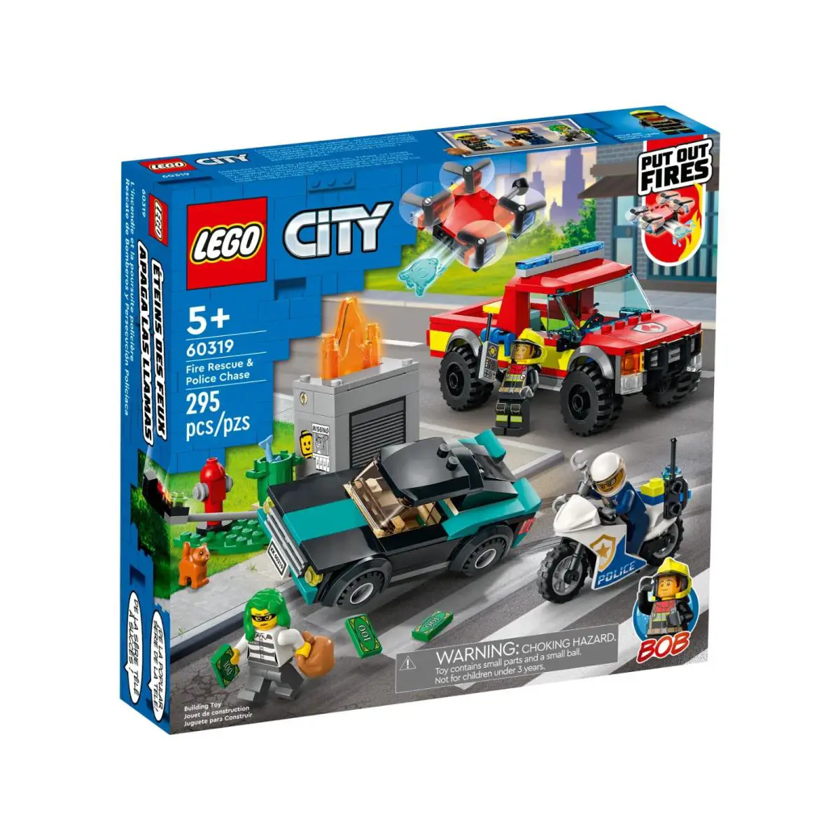 Lego Fire Rescue Police Chase 60319 Town Minifigure Building Set