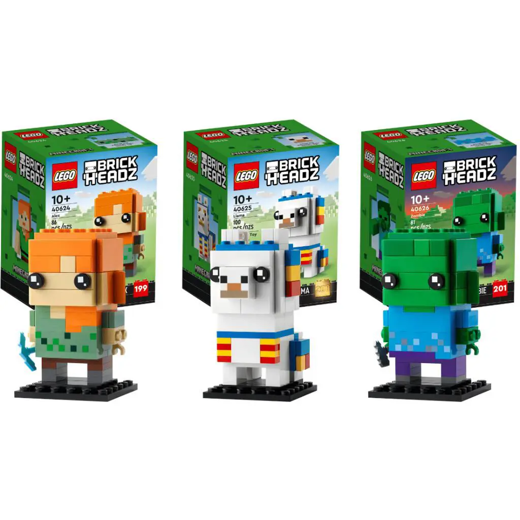 Lego Brickheadz Minecraft Zombie 40626 Llama 40625 Alex 40624