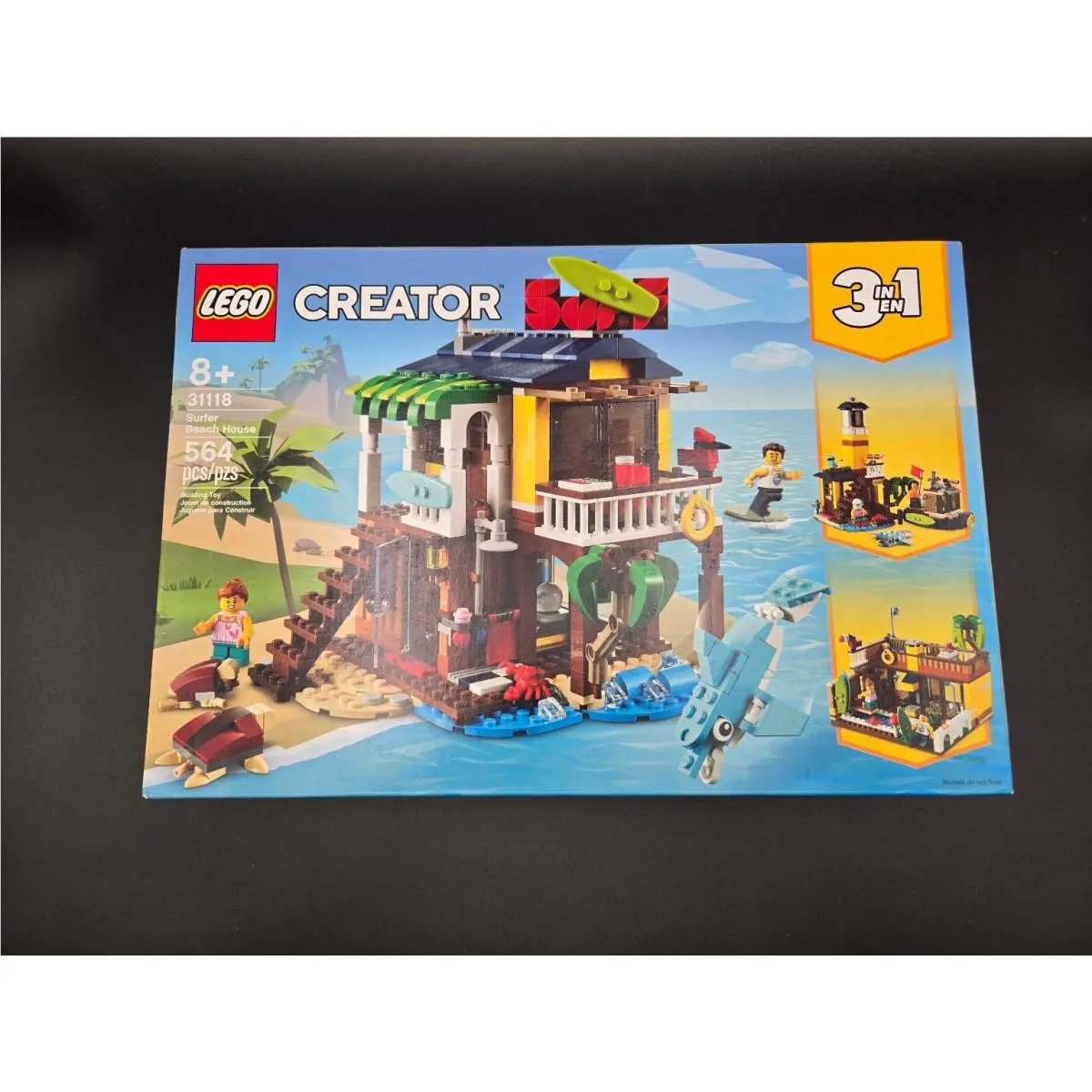 Lego Creator 31118 Surfer Beach House 564 Pcs 3-in-1 Set Dolphin Lighthouse