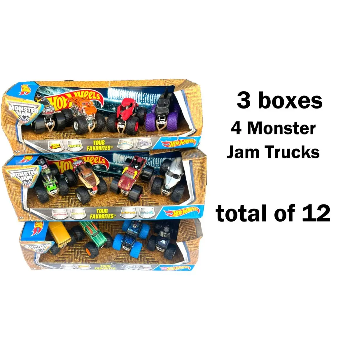 Hot Wheels Monster Jam Off Road Tour Favorites 3 Boxes of 4 / Total 12 Truck