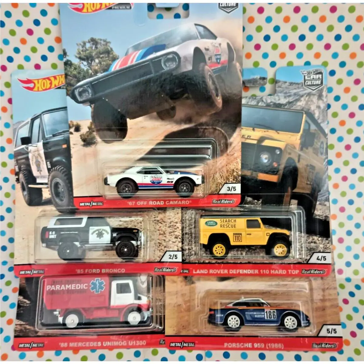 Hot Wheels Premium Car Culture Wild Terrain Set OF 5 Land Rover Porsche Ford +