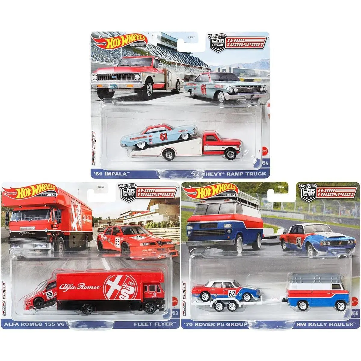 2023 Hot Wheels Car Culture Team Transport U Case 3 Cars Set 1/64 Die-cast Car - Multi-Color